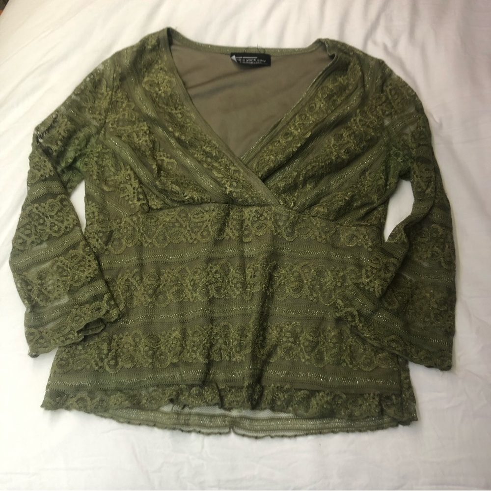 New York City Design Co. Green Lace Size XL Dainty balletcore long sleeve